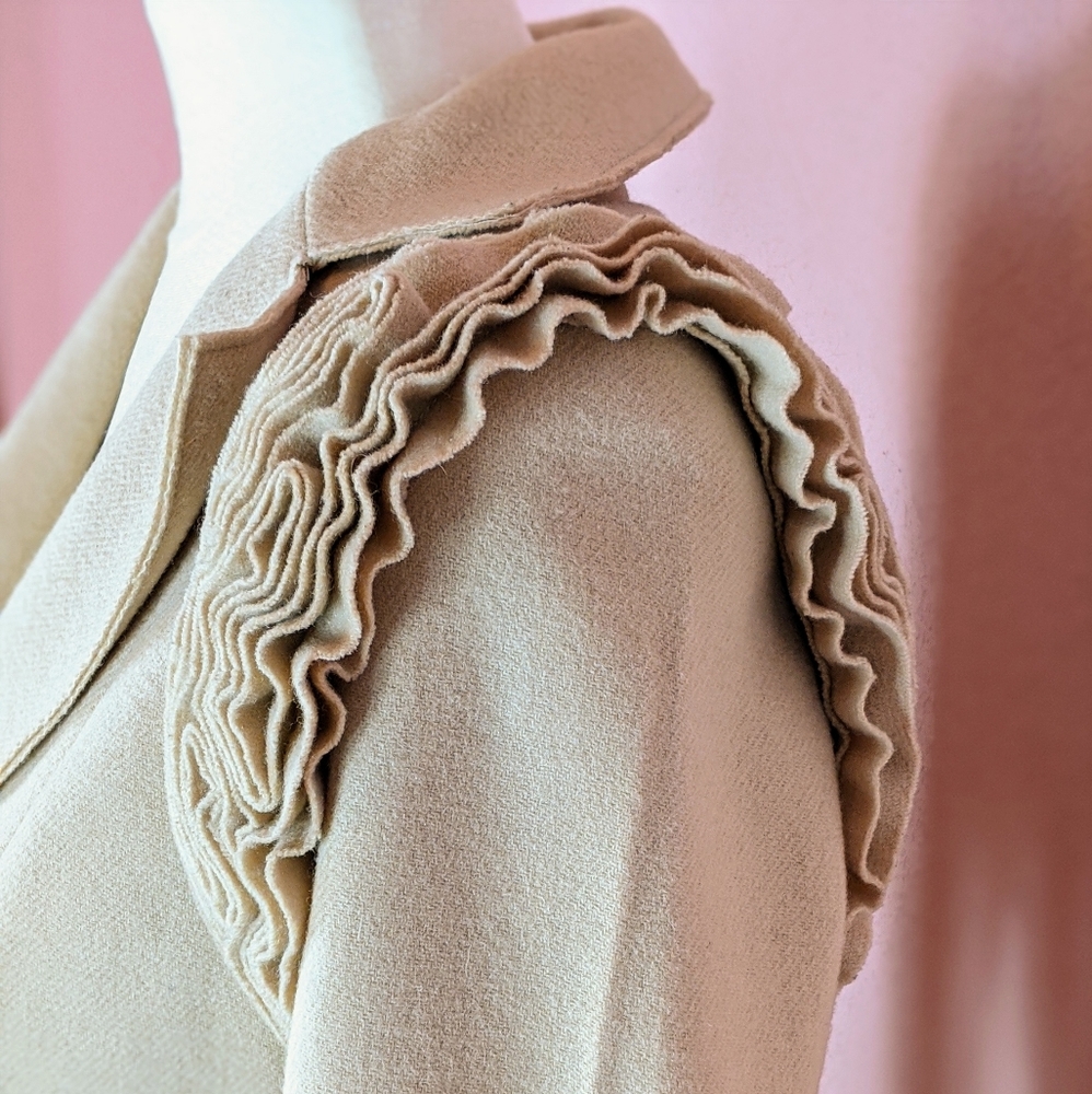 Robert Rodriguez Tan Wool Peplum Jacket Size 2 - image 2